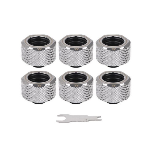 Pacific C-PRO G1/4 Tubo PETG de 16mm OD Compresión – Cromo (Paquete de 6 racores)