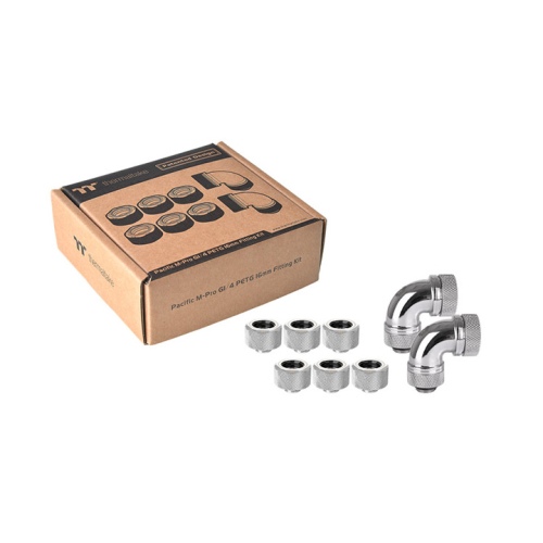 Pacific M-Pro G1/4 PETG 16mm Fitting Kit- Chrome